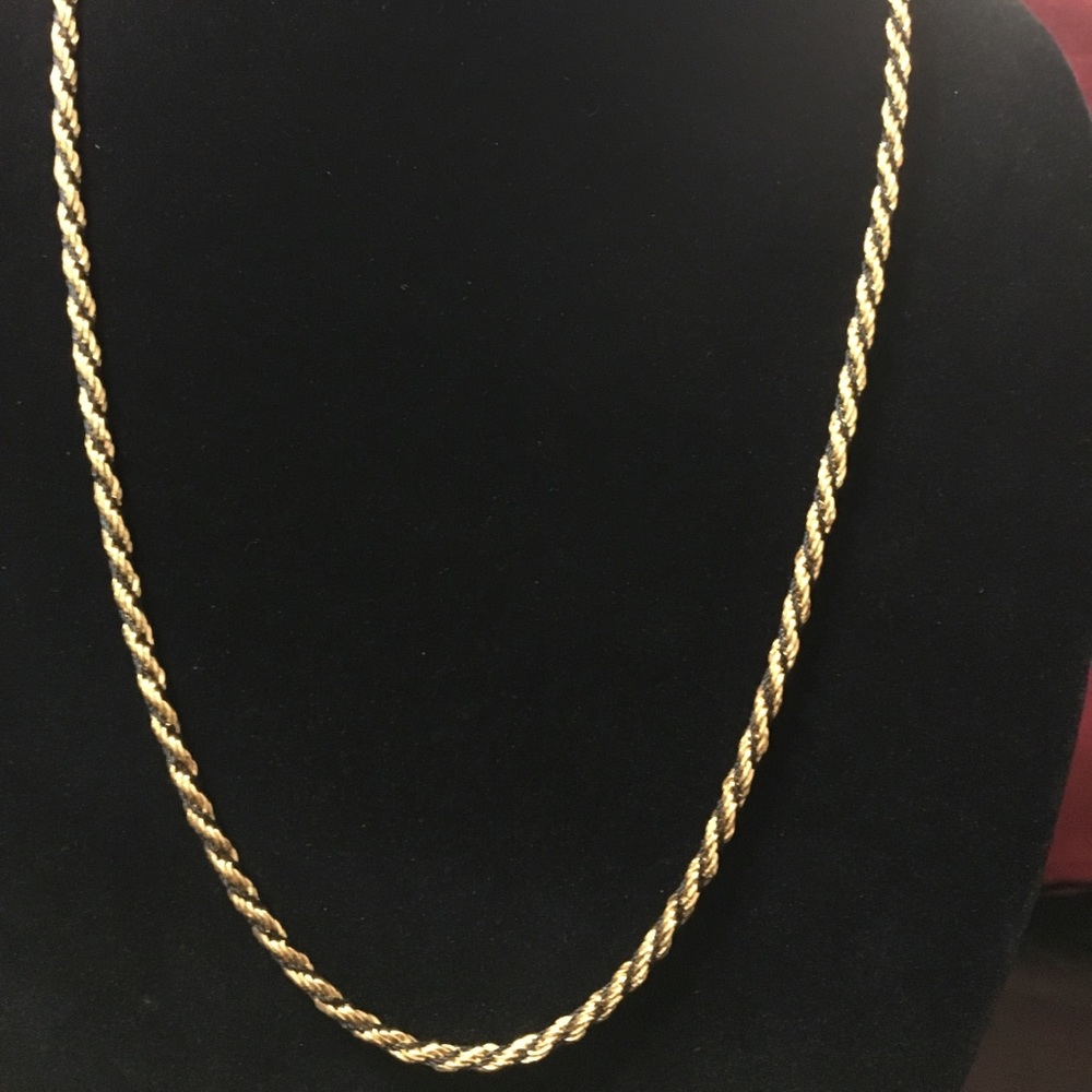 Beautiful Rope Necklace.  Gold & Black 24”